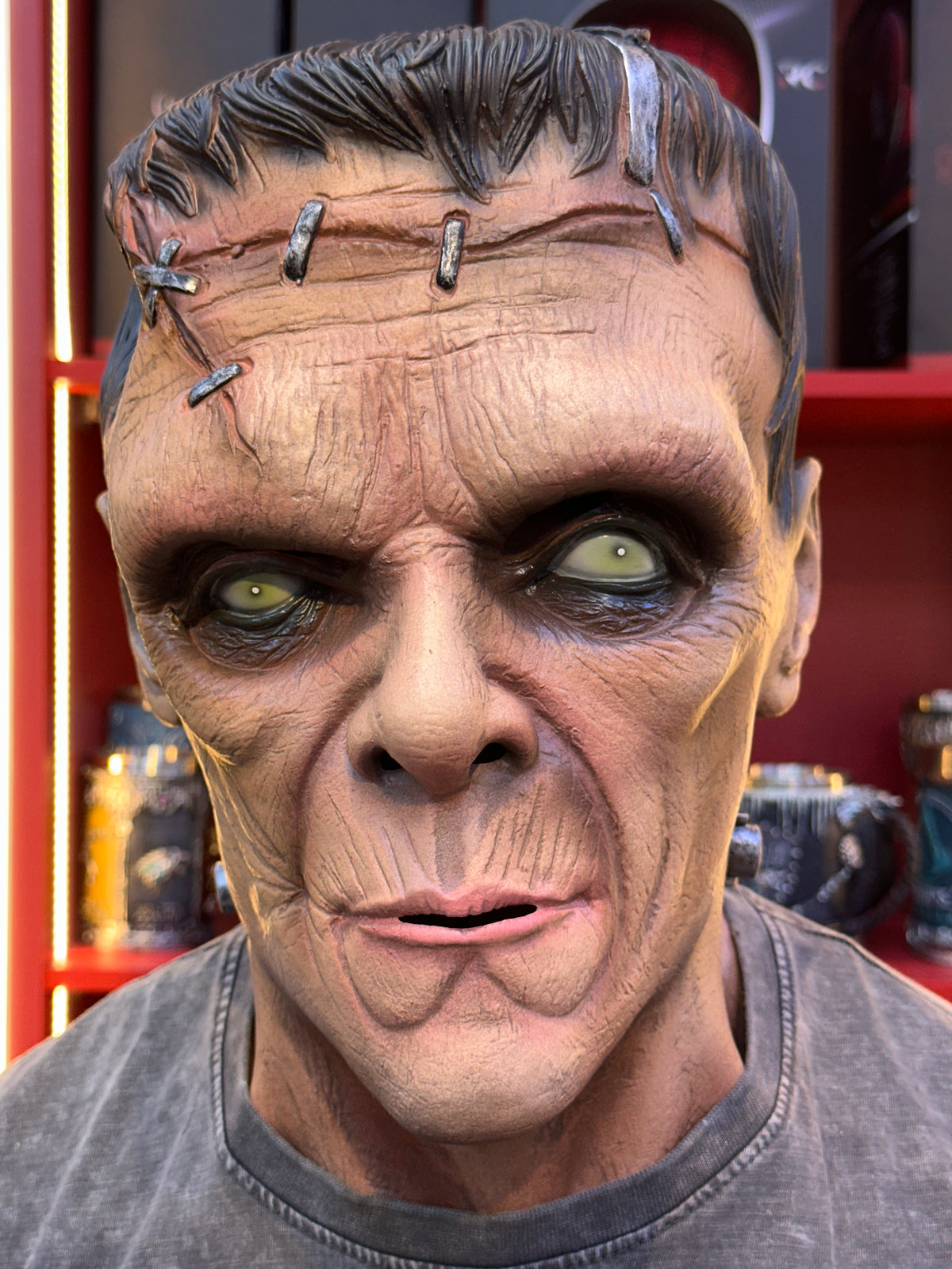 Classic Frankenstein Monster Halloween Mask with Neck Bolts