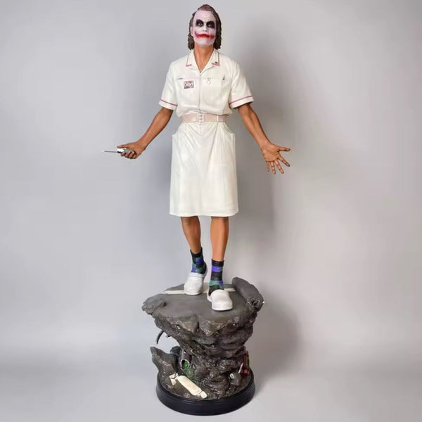 New 54cm Heath Ledger Nurse Uniform Joker Figure Joker Standing Scene Model Handmade Ornament Gk Statue Toy Gift