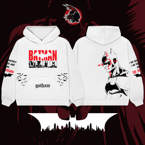 Batman Hoodie - white| Anime Hoodies Egypt