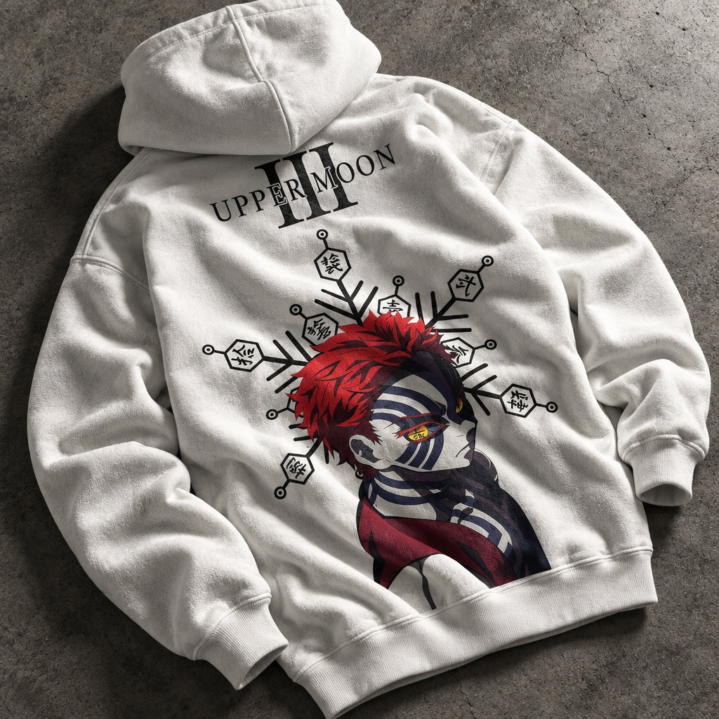 Blue Striped Martial Artist Anime Graphic White Hoodie - Harajuku Aesthetic Winter Fleece Pullover Hoodie