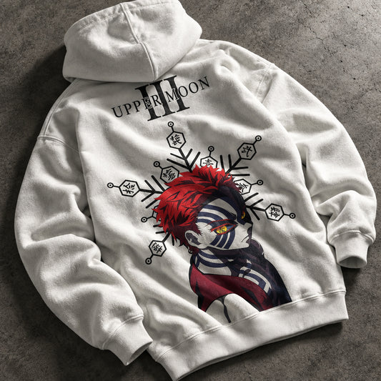 Blue Striped Martial Artist Anime Graphic White Hoodie - Harajuku Aesthetic Winter Fleece Pullover Hoodie