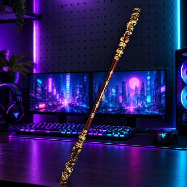 100cm Mythical Monkey King Foam Staff - 39" Golden Cudgel PU Soft Cosplay Prop for Costume & Halloween