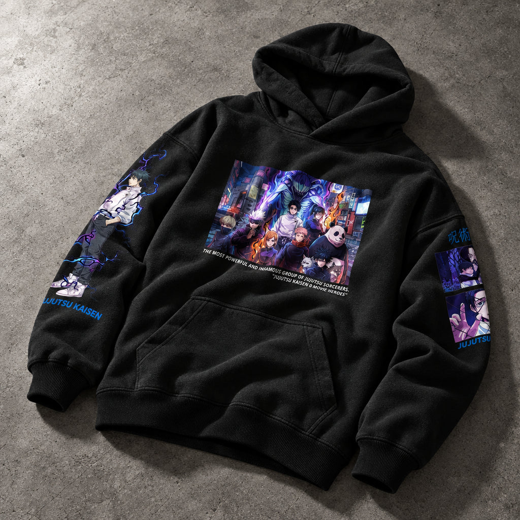 Cursed Spirit Queen Wielder Graphic Black Hoodie - Heavyweight Cotton Dark Manga Streetwear Pullover for Men & Women