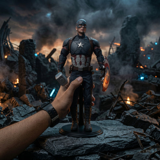 Premium 1/6 Scale Superhero Action Figure with Shield and Hammer Accessories