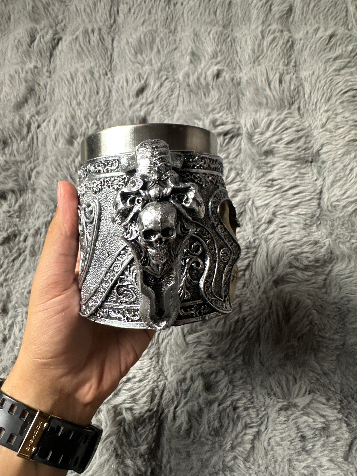 3D Viking Warrior Skull Mug – Gothic Helmet Tankard with Stainless Steel Insert