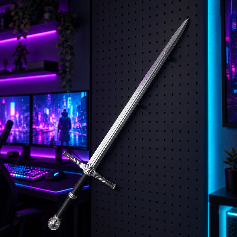Medieval Monster Hunter Silver Sword Replica - Fantasy Cosplay Longswo ...