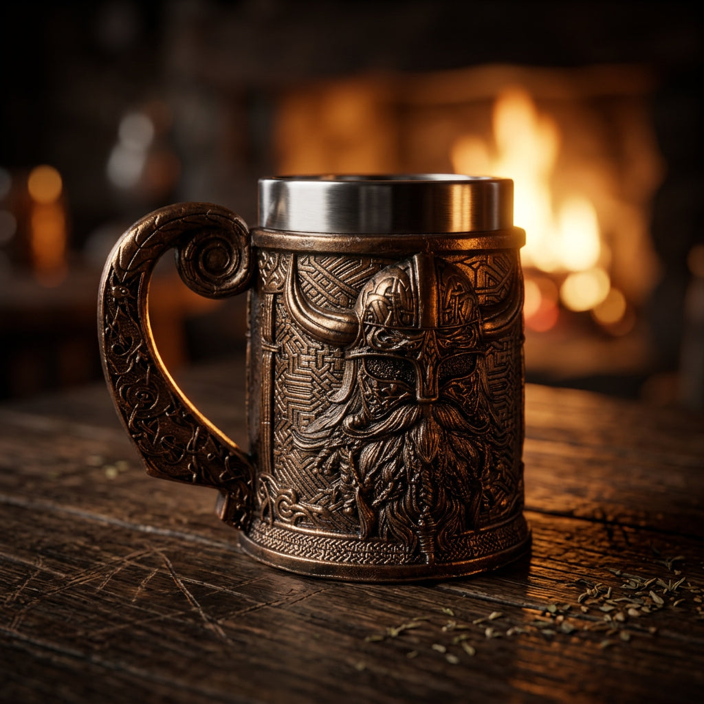 Norse Viking Helmet Mug - Vintage Style Valhalla Tankard Gift
