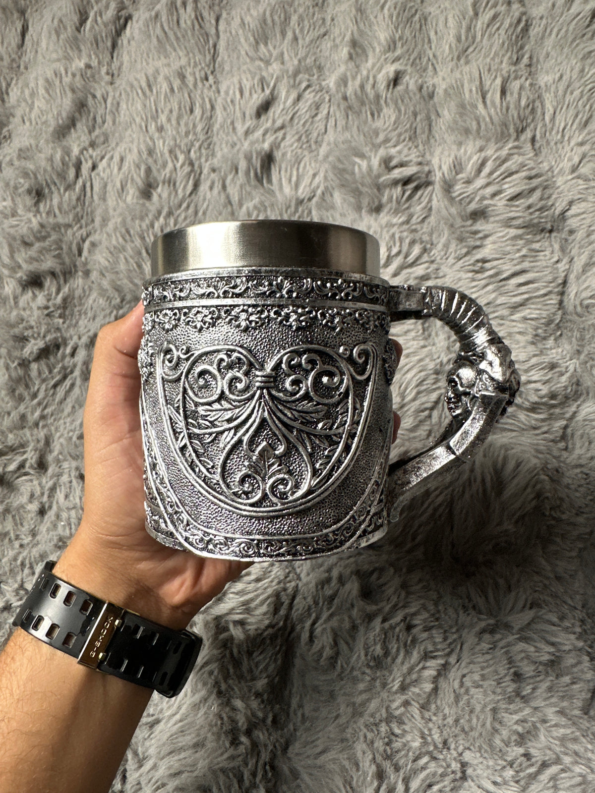 3D Viking Warrior Skull Mug – Gothic Helmet Tankard with Stainless Steel Insert