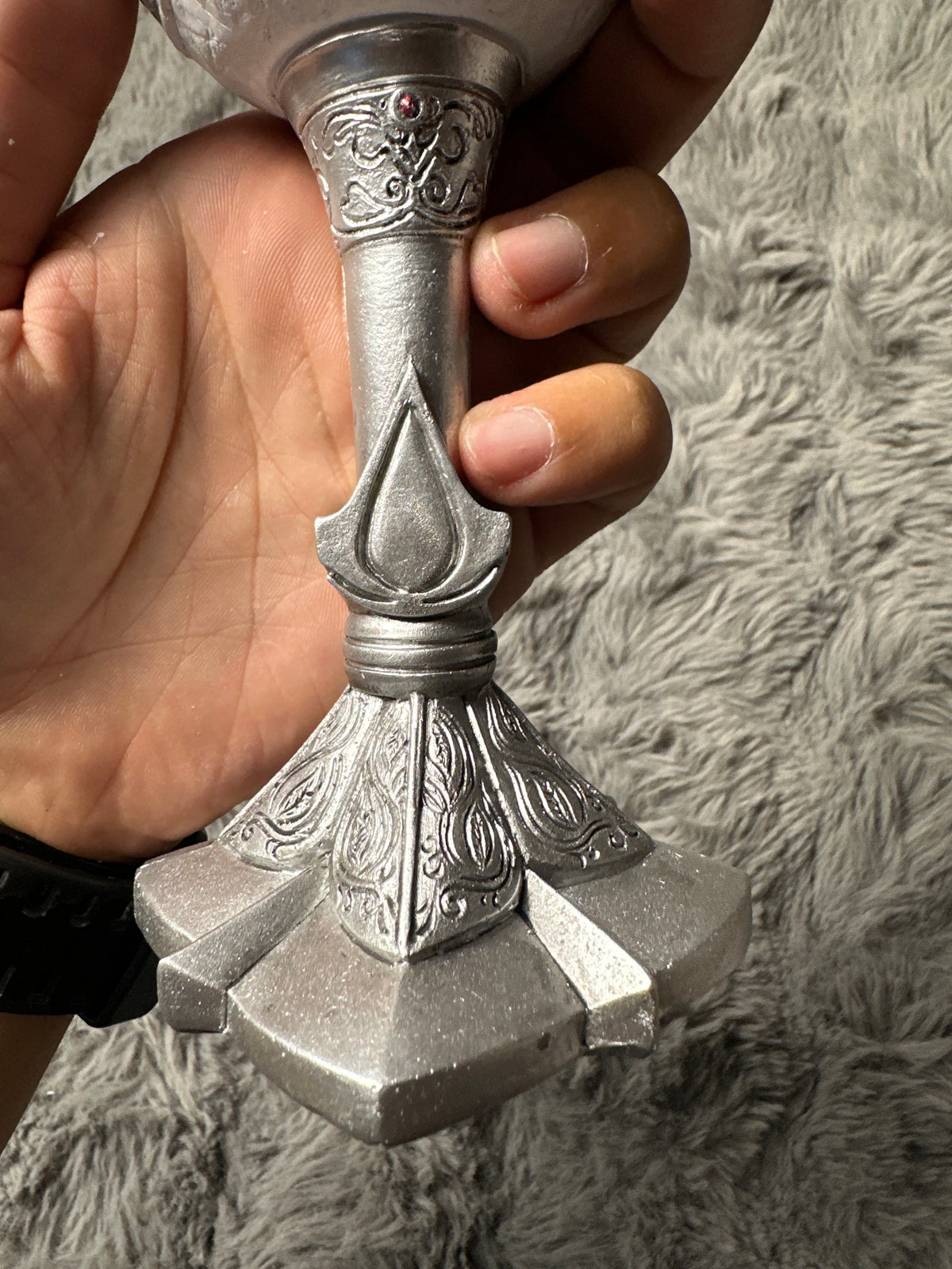 Assassin's Creed 3D Goblet – Silver Resin & Stainless Steel Chalice Wine Cup for Gamers