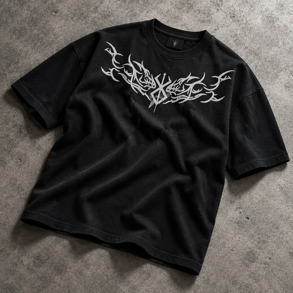 Giant Greatsword Armored Warrior Graphic T-Shirt - Distressed Acid Wash Dark Manga Rock Band Style Top