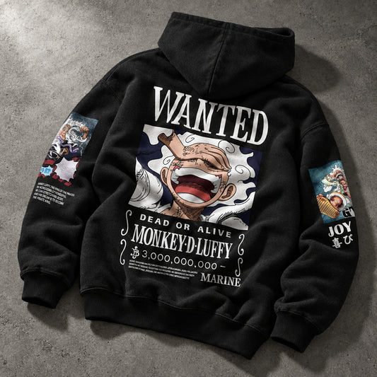 Dead or Alive Outlaw Parchment Graphic Black Hoodie - Harajuku Acid Wash Japanese Manga Oversized Kangaroo Pocket Hoodie