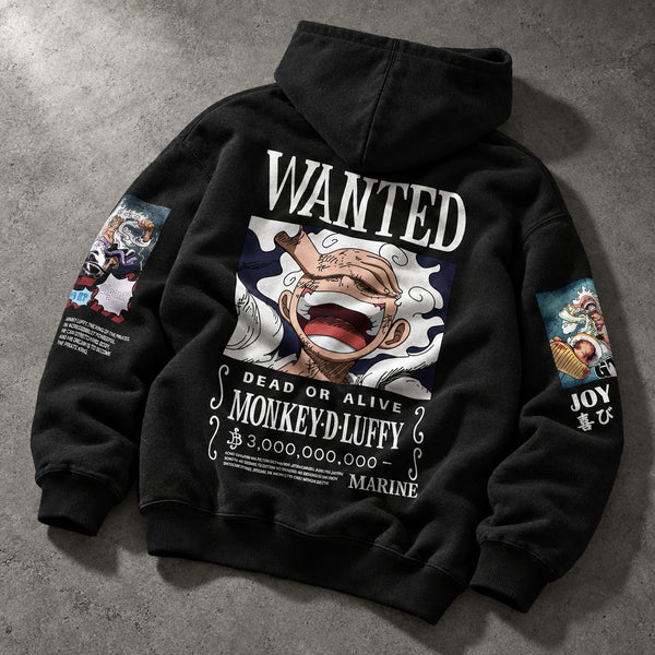 Dead or Alive Outlaw Parchment Graphic Black Hoodie - Harajuku Acid Wash Japanese Manga Oversized Kangaroo Pocket Hoodie