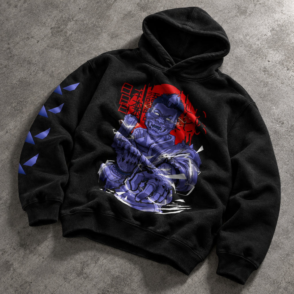 Dimensional Rift Infiltrator Graphic Black Pullover Hoodie - Ultra-Heavyweight Egyptian Cotton Fleece Tactical Gaming Streetwear Hoodie Egypt