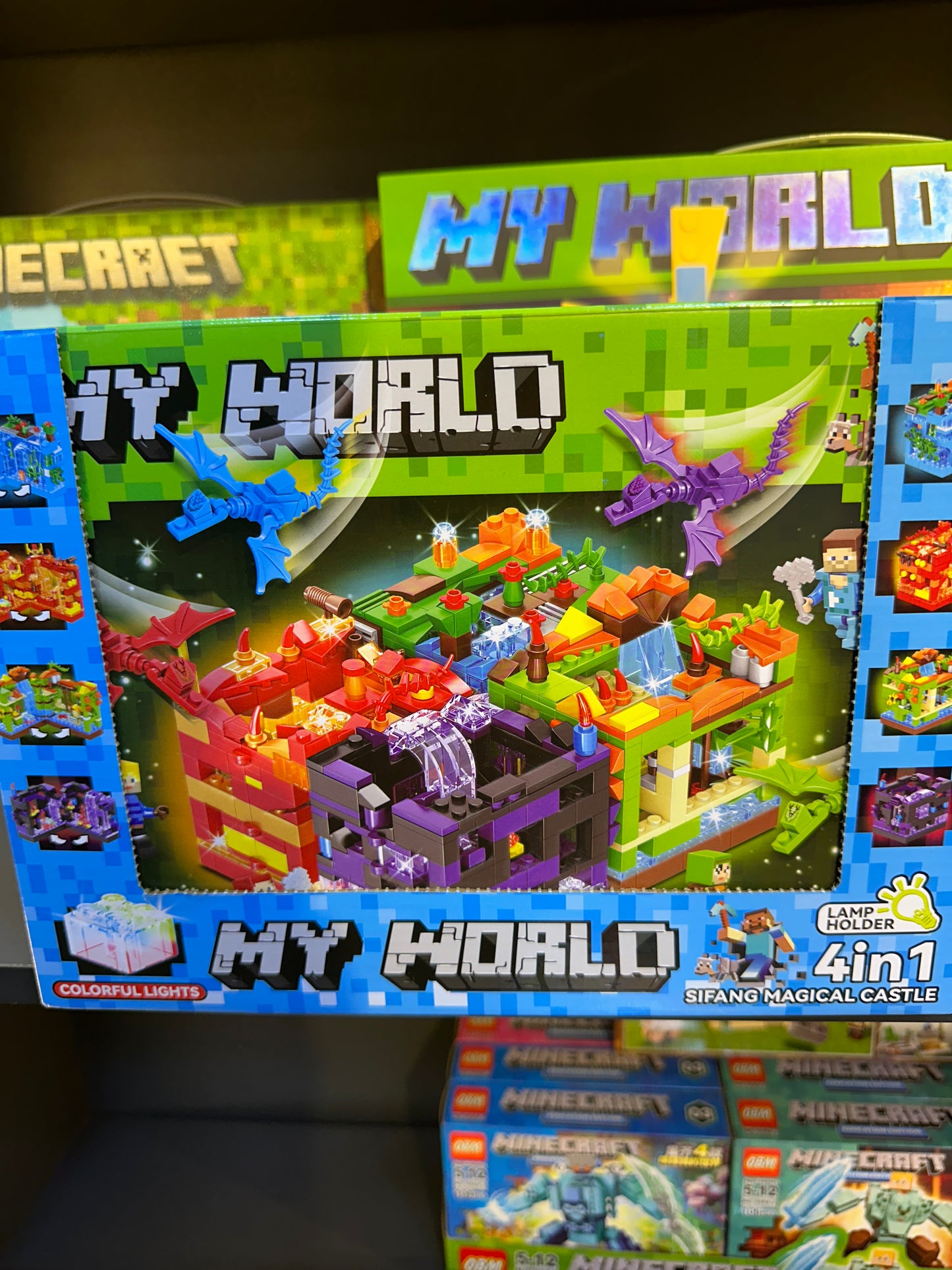 My World 4-in-1 Sifang Magical Castle Building Blocks Set (with LED Colorful Light Brick)