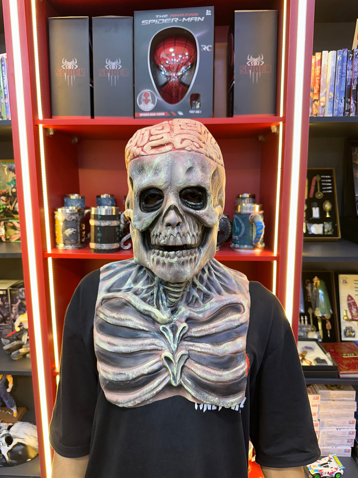 Scary Undead Skull Mask with Exposed Brain for Halloween