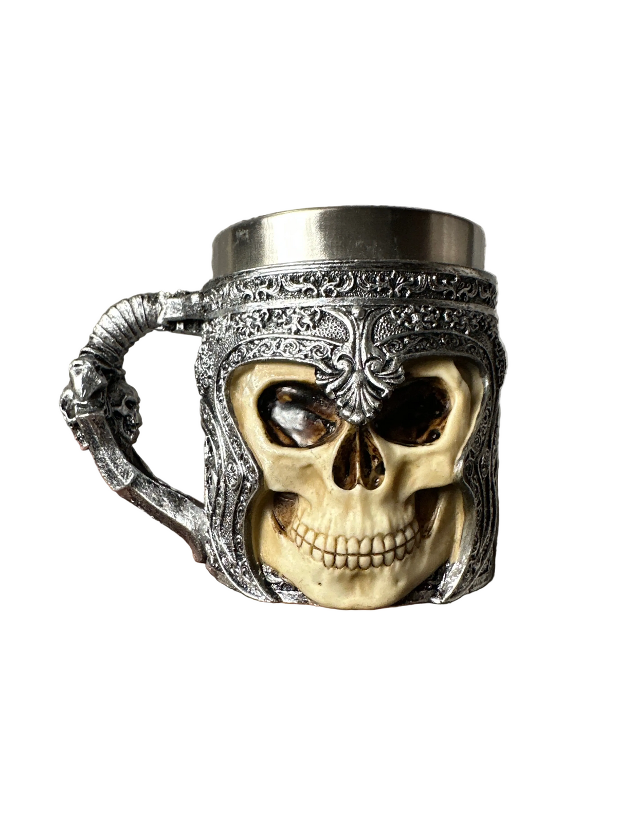 3D Viking Warrior Skull Mug – Gothic Helmet Tankard with Stainless Steel Insert