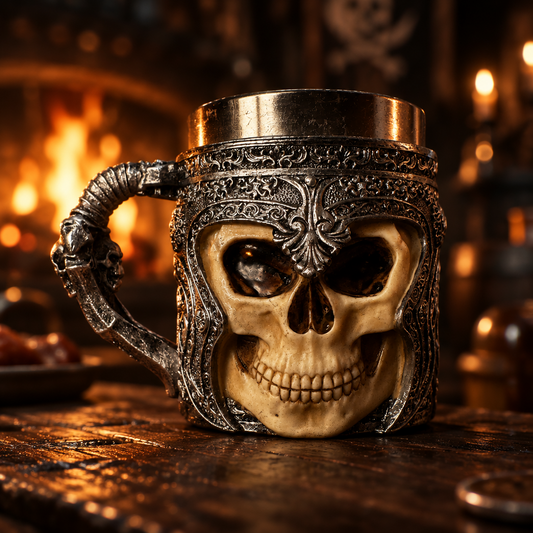 3D Viking Warrior Skull Mug – Gothic Helmet Tankard with Stainless Steel Insert