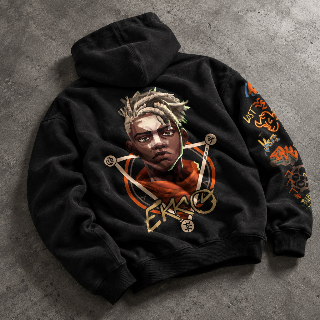 Firelight Rebel Hoverboard Graphic Black Pullover Hoodie - Ultra-Heavyweight Egyptian Cotton Fleece Steampunk Streetwear Hoodie Egypt