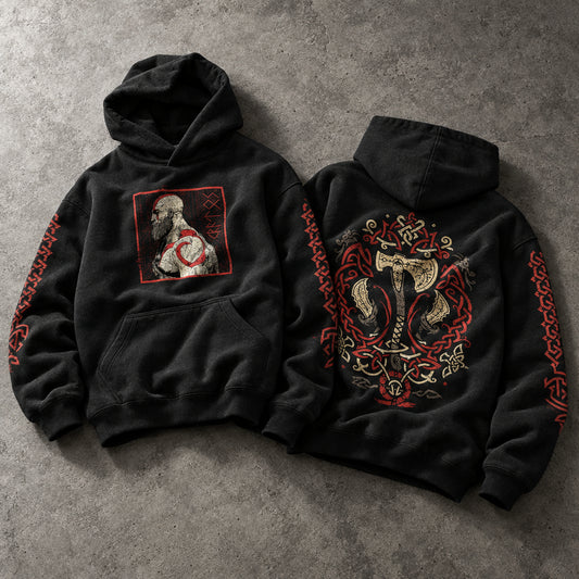 Ghost of Sparta Mythic Warrior Graphic Black Pullover Hoodie - Ultra-Heavyweight Egyptian Cotton Fleece Tactical Gaming Streetwear Hoodie Egypt