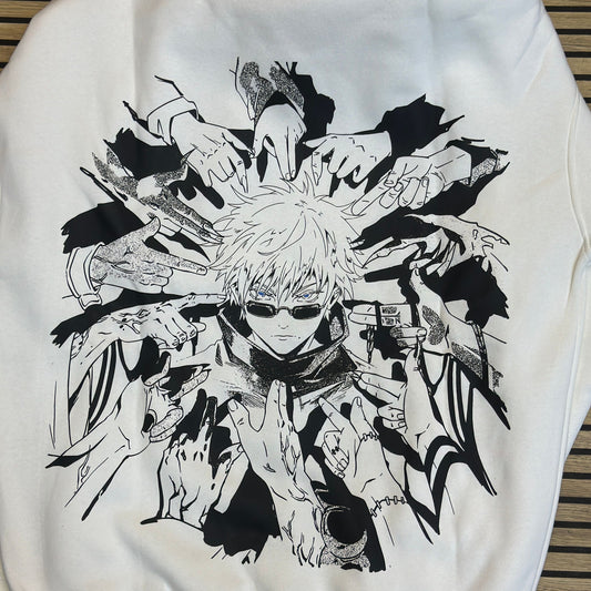 Gojo Hoodie - White| Anime Hoodies Egypt