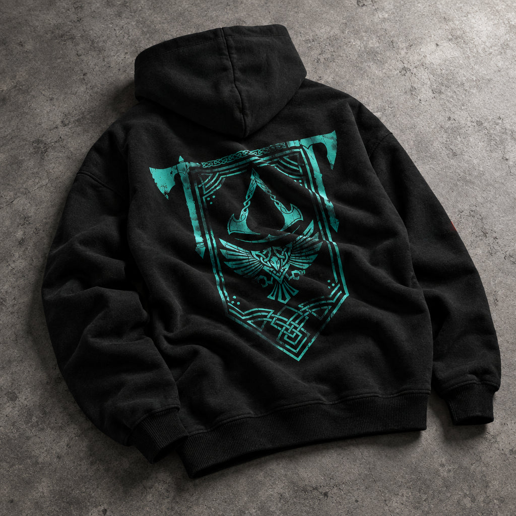 Hidden Blade Shadow Brotherhood Graphic Black Pullover Hoodie - Ultra-Heavyweight Egyptian Cotton Fleece Gaming Streetwear Hoodie Egypt
