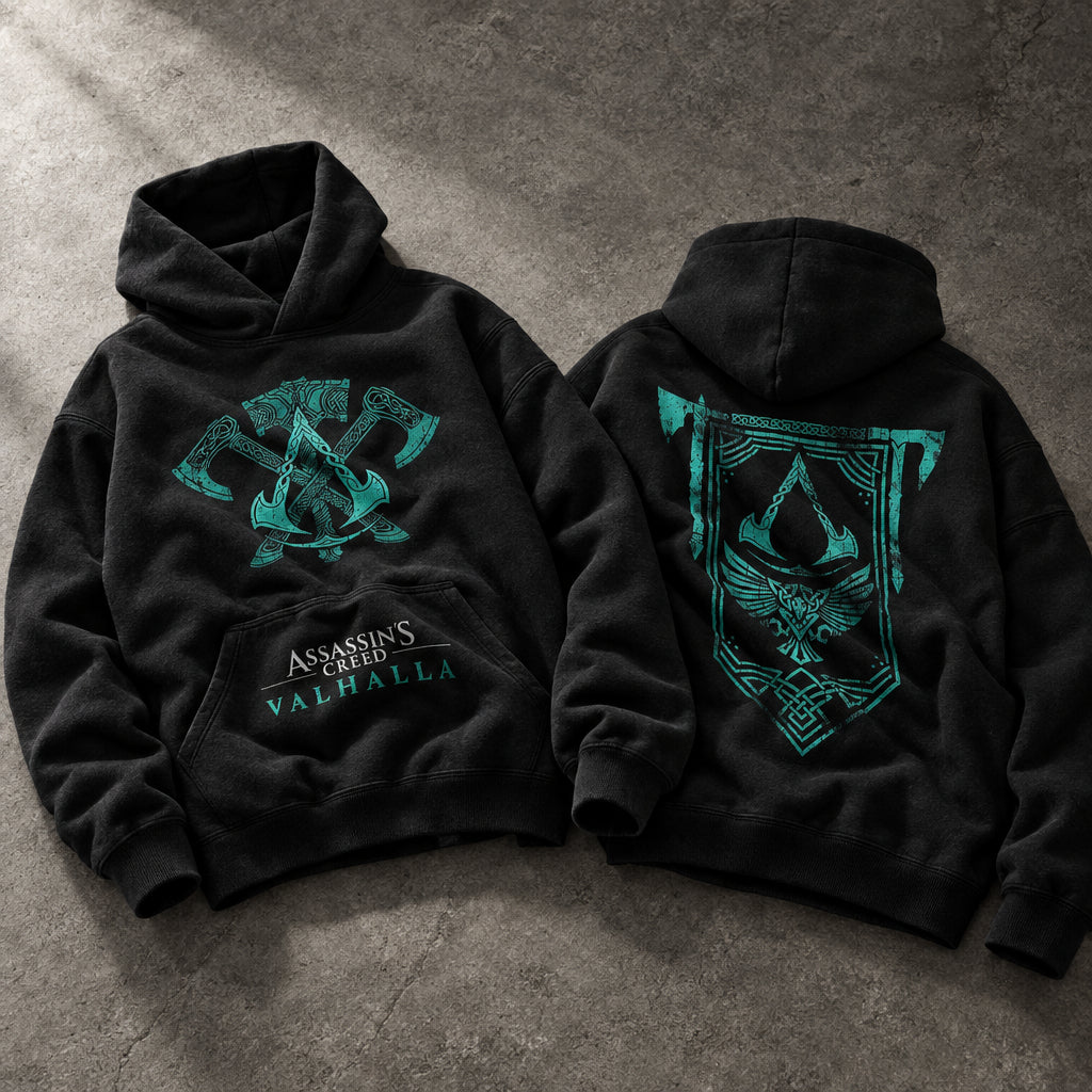 Hidden Blade Shadow Brotherhood Graphic Black Pullover Hoodie - Ultra-Heavyweight Egyptian Cotton Fleece Gaming Streetwear Hoodie Egypt