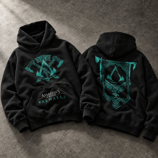 Hidden Blade Shadow Brotherhood Graphic Black Pullover Hoodie - Ultra-Heavyweight Egyptian Cotton Fleece Gaming Streetwear Hoodie Egypt