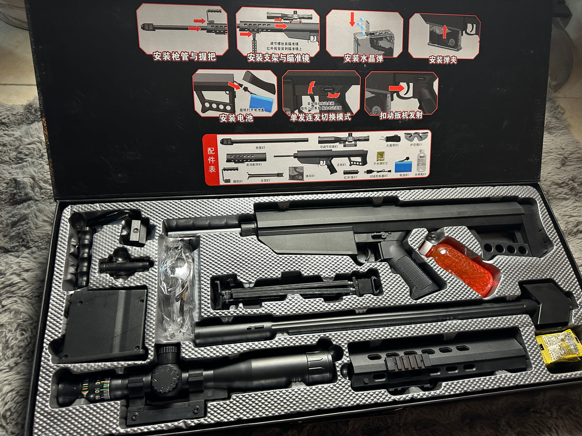 High-Speed Nylon Tactical Sniper Gel Ball Shooter with Bipod