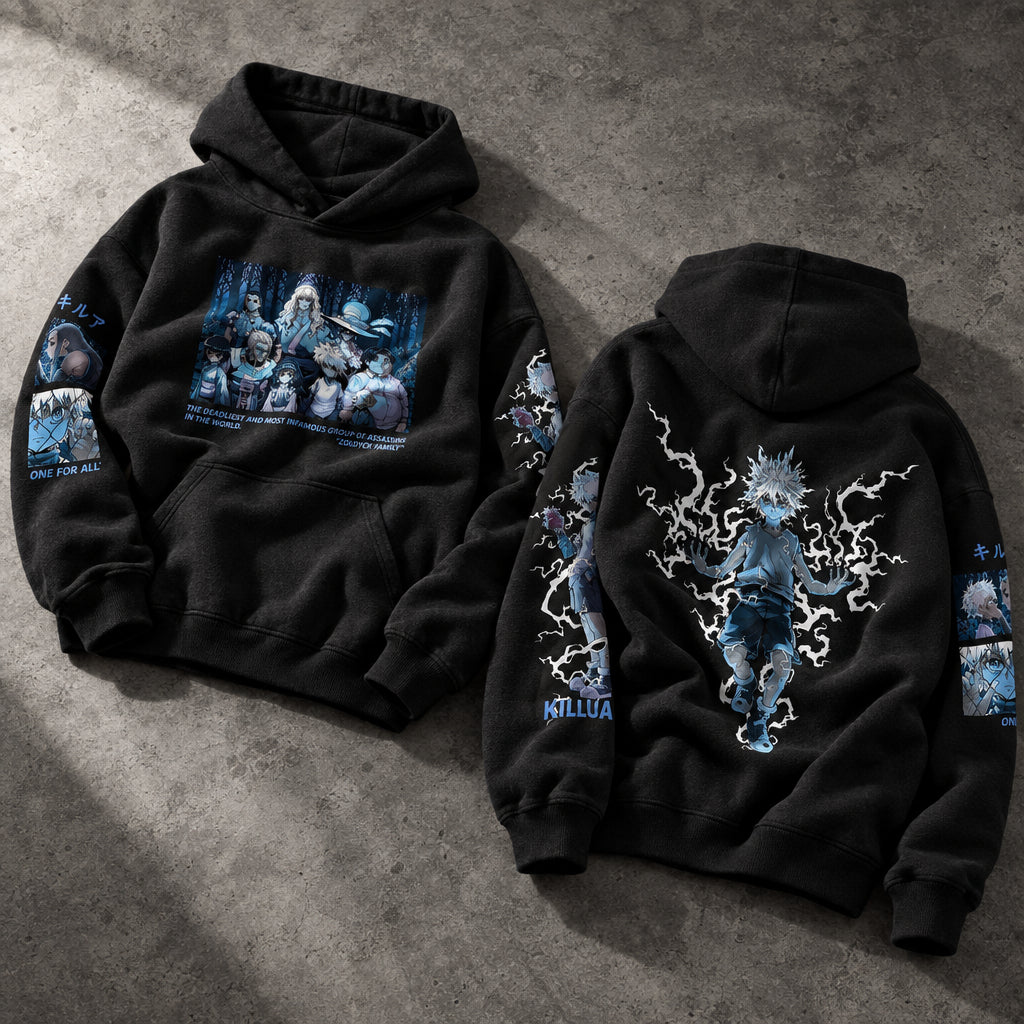 Lightning Godspeed Assassin Graphic Black Pullover Hoodie - Ultra-Heavyweight Egyptian Cotton Fleece Anime Streetwear Hoodie Egypt
