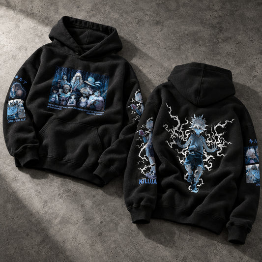 Lightning Godspeed Assassin Graphic Black Pullover Hoodie - Ultra-Heavyweight Egyptian Cotton Fleece Anime Streetwear Hoodie Egypt