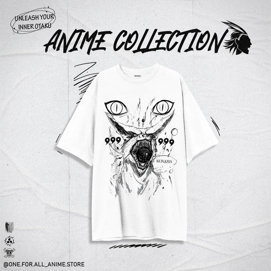 Kurama naruto t-shirt white from ONE FOR ALL