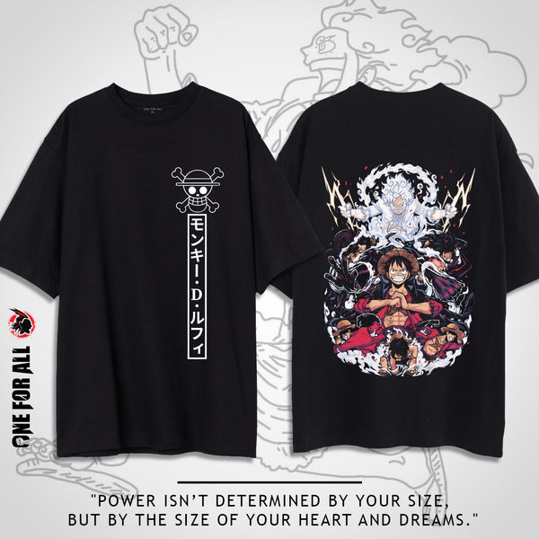 Luffy all gears - one piece t-shirt from one for all anime clothing store in egypt