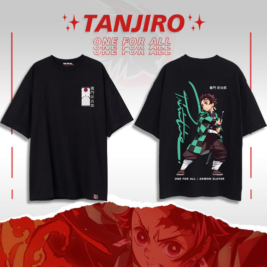 Tanjiro-demon slayer black t-shirt from ONE FOR ALL