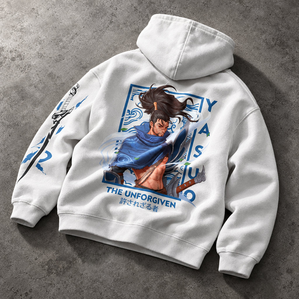 Wandering Wind Samurai Graphic White Pullover Hoodie - Ultra-Heavyweight Egyptian Cotton Fleece Tactical Gaming Streetwear Hoodie Egypt