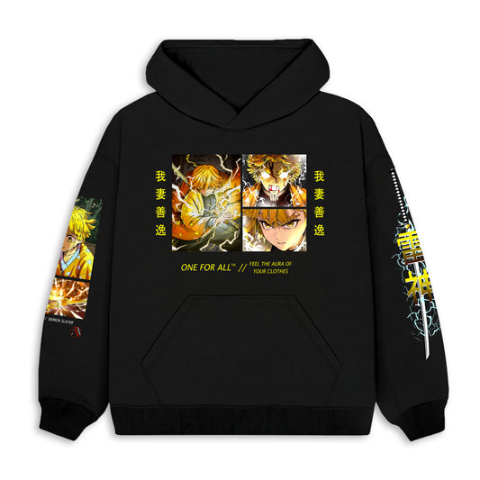 Zenitsu - Demon slayer Hoodie - Black | Anime Hoodies Egypt