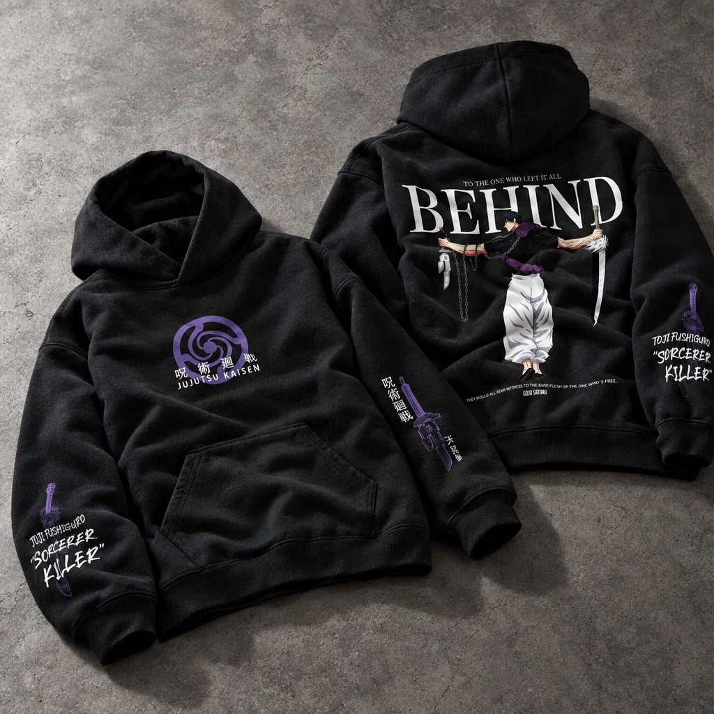 Zero Energy Brawler Muscle Silhouette Black Hoodie - Harajuku Acid Wash Japanese Manga Oversized Kangaroo Pocket Hoodie
