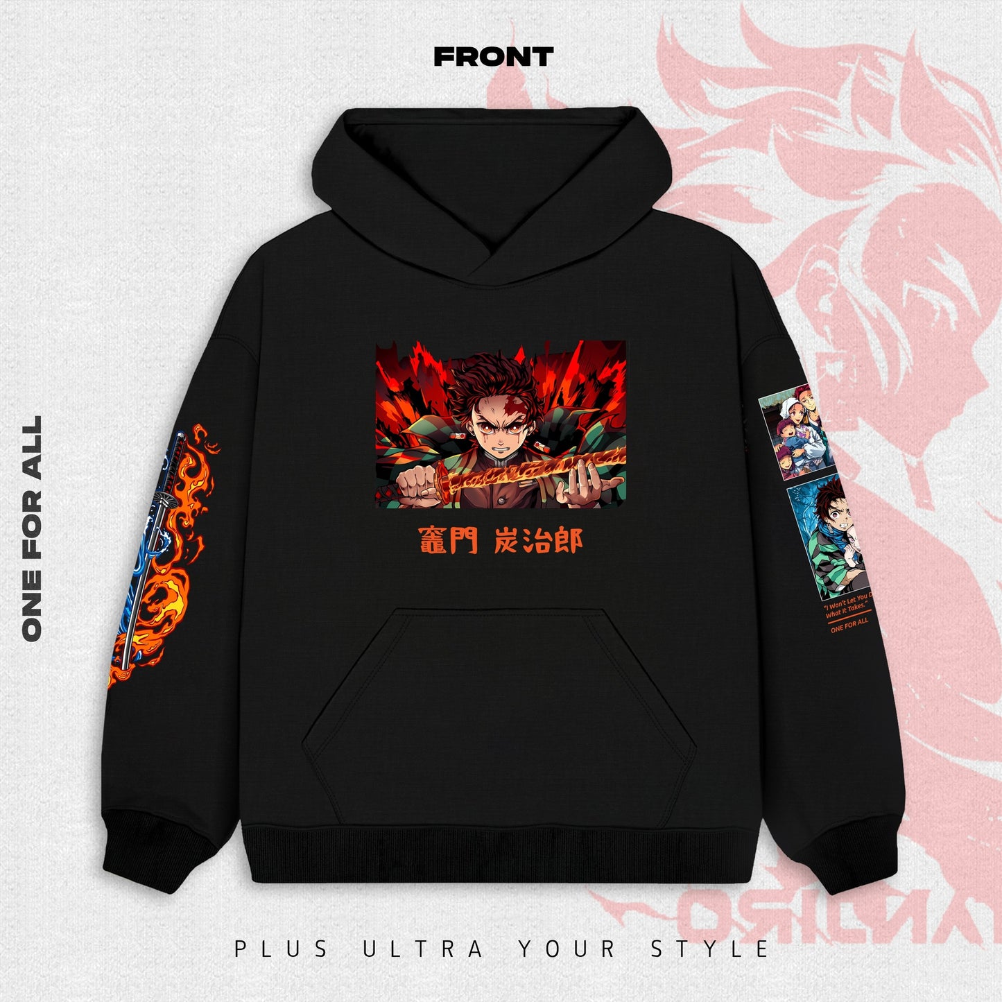 Tanjiro-Demon slayer Hoodie - Black | Anime Hoodies Egypt