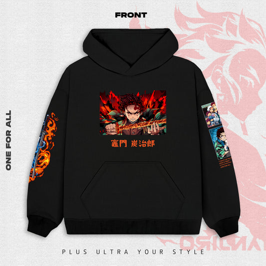 Tanjiro-Demon slayer Hoodie - Burgundy | Anime Hoodies Egypt