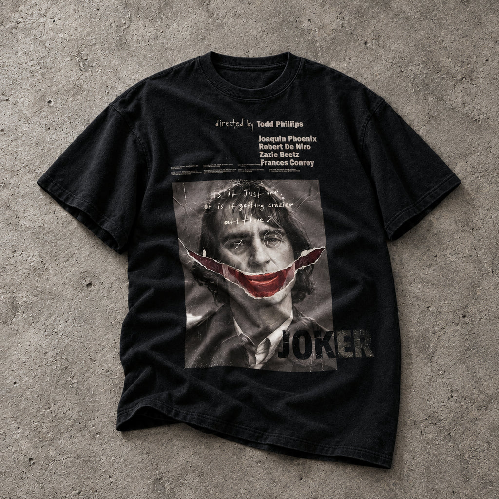 Chaotic Clown Villain Graphic Black T-Shirt - Heavyweight Cotton Dark Streetwear Tee for Men & Women
