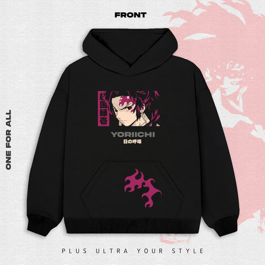 Yoriici-Demon slayer Hoodie - Burgundy | Anime Hoodies Egypt