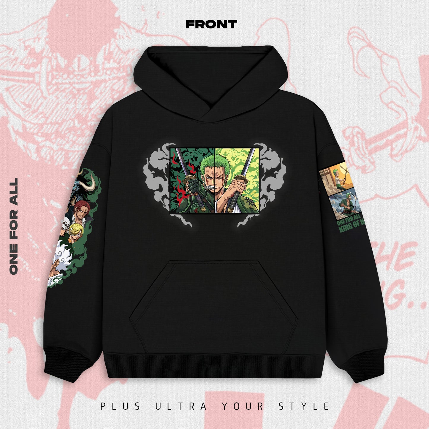 zoro from one piece Hoodie - Black | Anime Hoodies Egypt